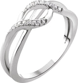 14K White 1/10 CTW Natural Diamond Criss-Cross Ring  