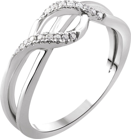 14K White Gold 1/10 CTW Natural Diamond Criss-Cross Ring  