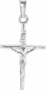 14K White Crucifix Pendant 