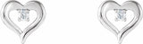 14K White 1/10 CTW Natural Diamond Heart Earrings