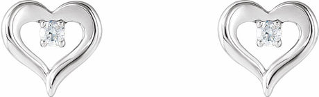 14K White Gold 1/10 CTW Natural Diamond Heart Earrings  