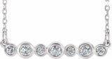 14K White Gold 1/5 CTW Natural Diamond Bezel-Set Bar 16-18" Necklace  