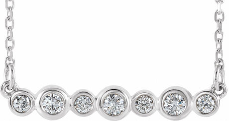 14K White Gold 1/5 CTW Natural Diamond Bezel-Set Bar 16-18" Necklace  