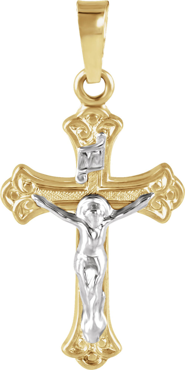 14K Yellow/White 19x13 mm Crucifix Pendant