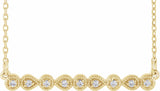 14K Yellow .07 CTW Natural Diamond Milgrain Bar 16-18" Necklace