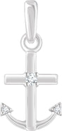 14K White Gold .03 CTW Natural Diamond Anchor Pendant  