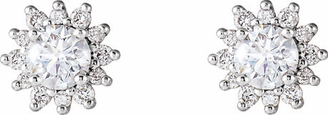 14K White 1/2 CTW Natural Diamond Halo-Style Earrings