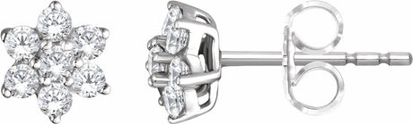 14K White Gold 3/8 CTW Natural Diamond Flower Earrings