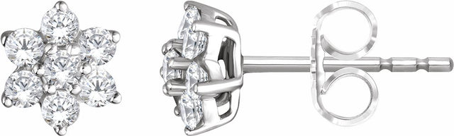 14K White Gold 3/8 CTW Natural Diamond Flower Earrings