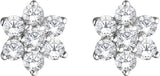 14K White Gold 3/8 CTW Natural Diamond Flower Earrings