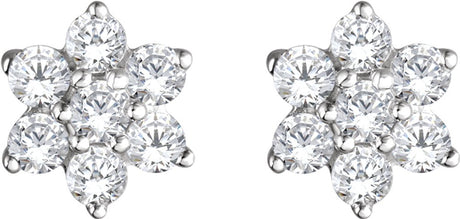 14K White Gold 3/8 CTW Natural Diamond Flower Earrings
