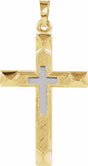 14K Yellow/White 29x19 mm Hollow Cross Pendant