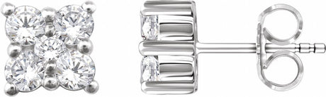 14K White 1/2 CTW Natural Diamond Cluster Earrings 