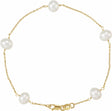 14K Yellow Cultured White Freshwater Pearl 5-Station 7" Bracelet