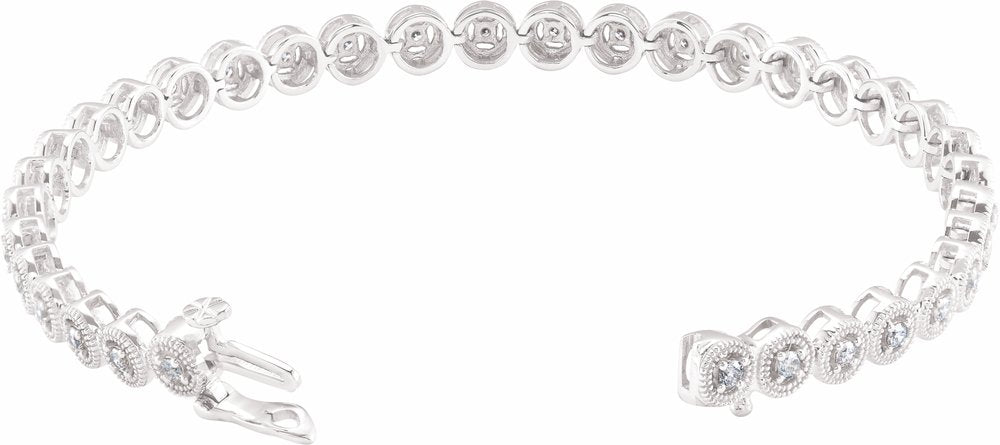 14K White Gold 1 CTW Natural Diamond 7" Bracelet 