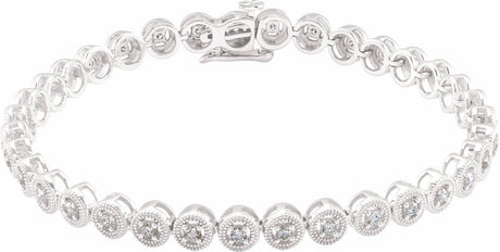 14K White Gold 1 CTW Natural Diamond 7" Bracelet 