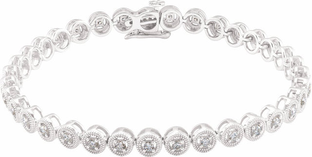 14K White Gold 1 CTW Natural Diamond 7" Bracelet 