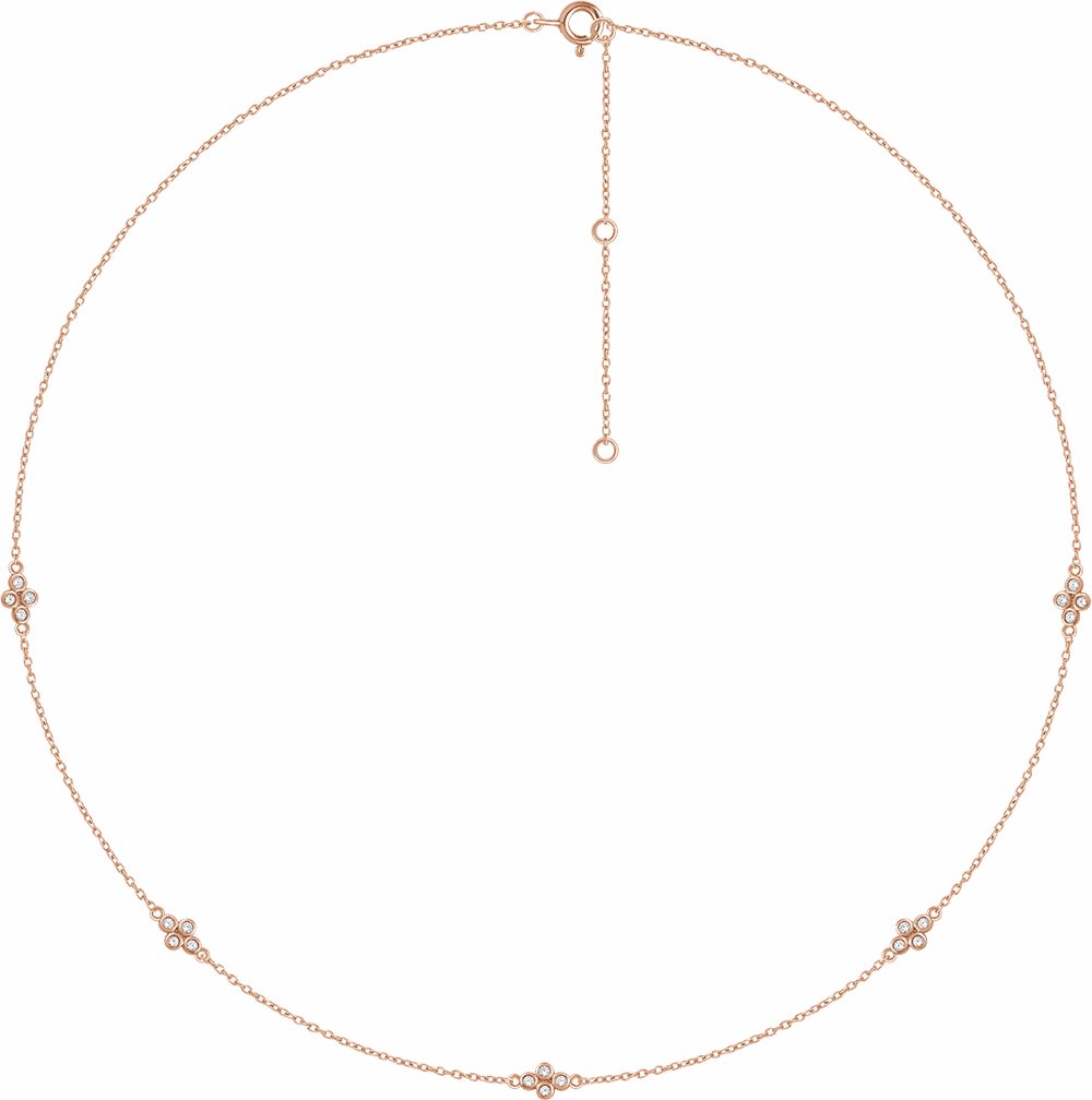 14K Rose 1/6 CTW Natural Diamond 5-Station 16-18" Necklace