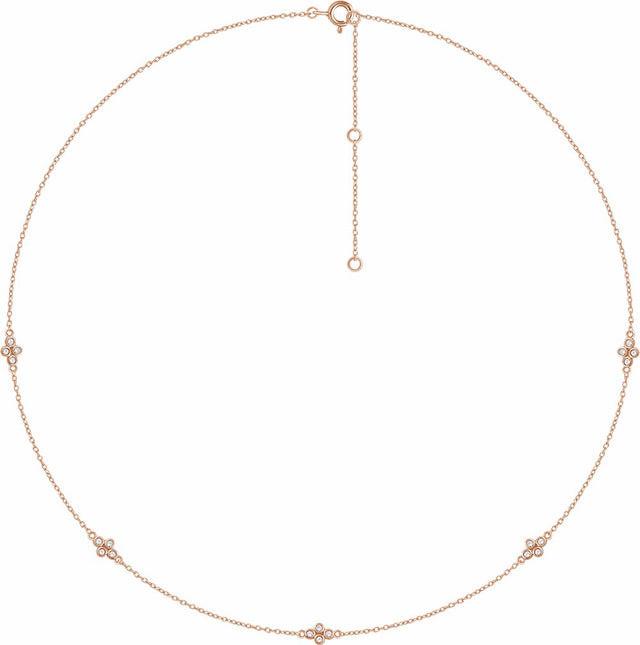 14K Rose 1/6 CTW Natural Diamond 5-Station 16-18" Necklace