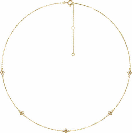 14K Yellow Gold 1/6 CTW Natural Diamond 5-Station 16-18" Necklace