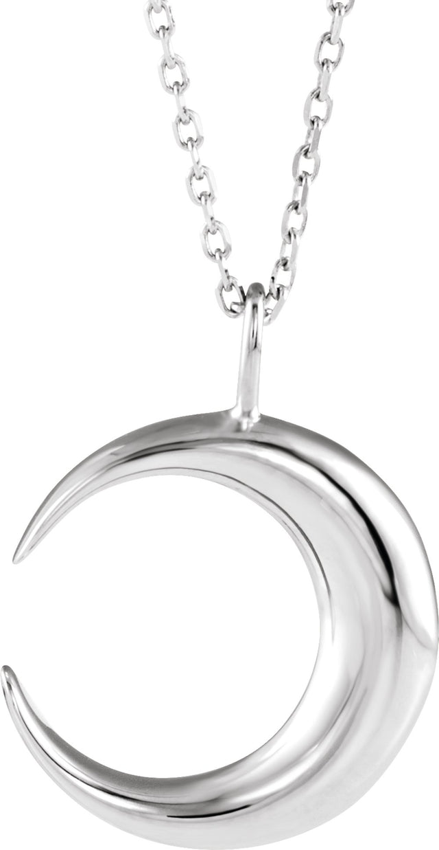 Sterling Silver Crescent Moon 16-18" Necklace 