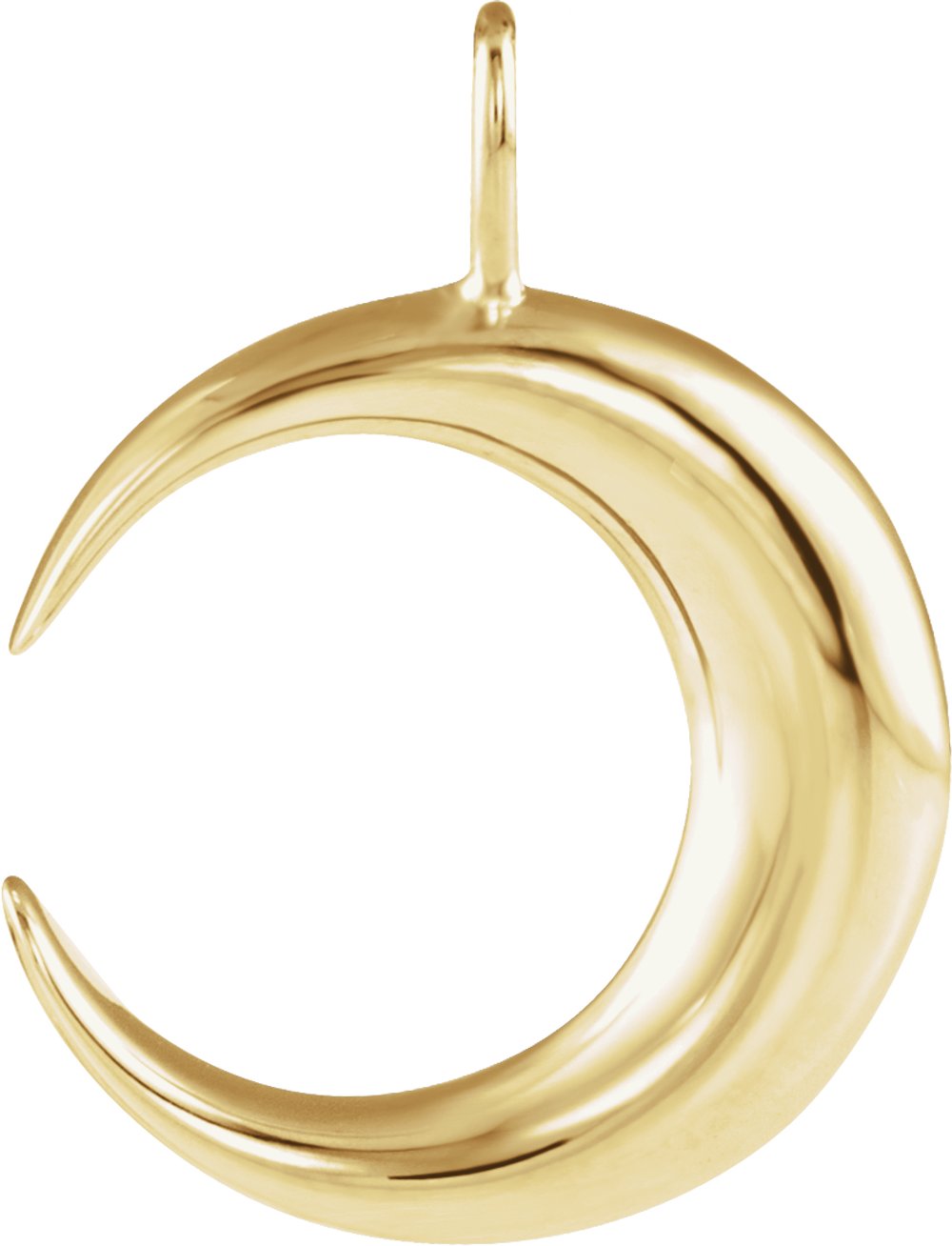 14K Yellow Crescent Moon Pendant 