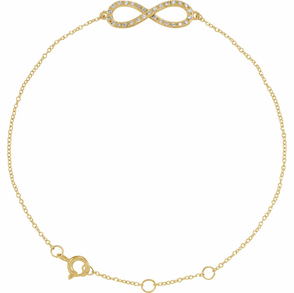 14K Yellow Gold 1/6 CTW Natural Diamond Infinity-Inspired 7-8" Bracelet