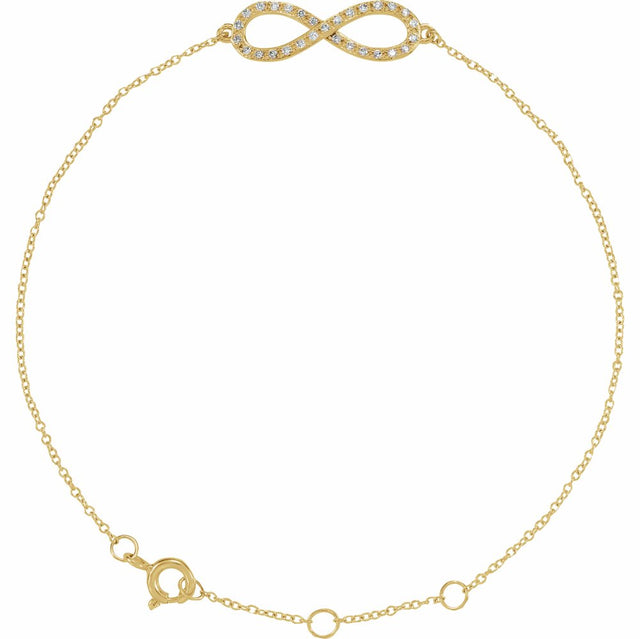 14K Yellow Gold 1/6 CTW Natural Diamond Infinity-Inspired 7-8" Bracelet