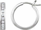 14K White Gold 1/2 CTW Natural Diamond Channel-Set 16.5 mm Hoop Earrings  