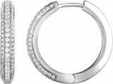 14K White Gold 3/4 CTW Natural Diamond Hinged Hoop Earrings