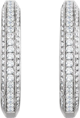 14K White Gold 3/4 CTW Natural Diamond Hinged Hoop Earrings