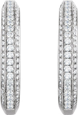 14K White 3/4 CTW Natural Diamond Hinged Hoop Earrings