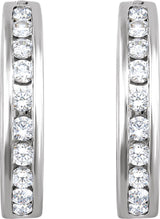 14K White 1/2 CTW Natural Diamond Channel-Set 16.5 mm Hoop Earrings