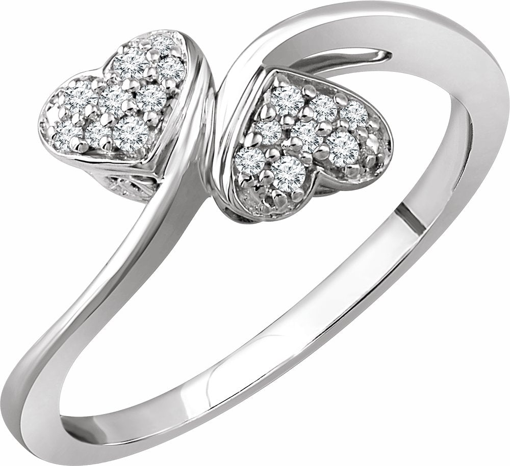 10K White 1/10 CTW Natural Diamond Heart Promise Ring 