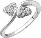 10K White Gold 1/10 CTW Natural Diamond Heart Promise Ring 