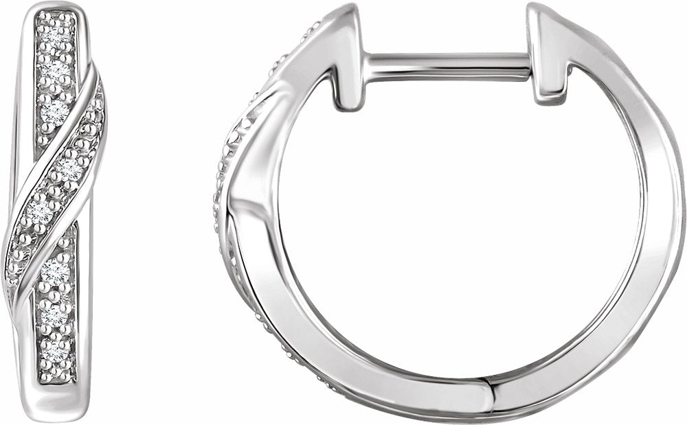 14K White Gold .05 CTW Natural Diamond 14.8 mm Hoop Earrings  