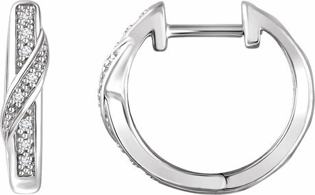 14K White Gold .05 CTW Natural Diamond 14.8 mm Hoop Earrings  