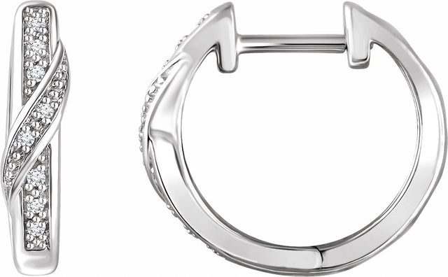 14K White Gold .05 CTW Natural Diamond 14.8 mm Hoop Earrings  