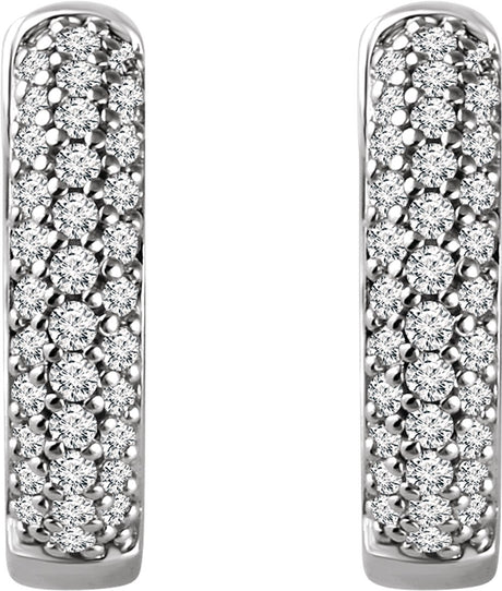 14K White 1/3 CTW Natural Diamond 14 mm Hoop Earrings