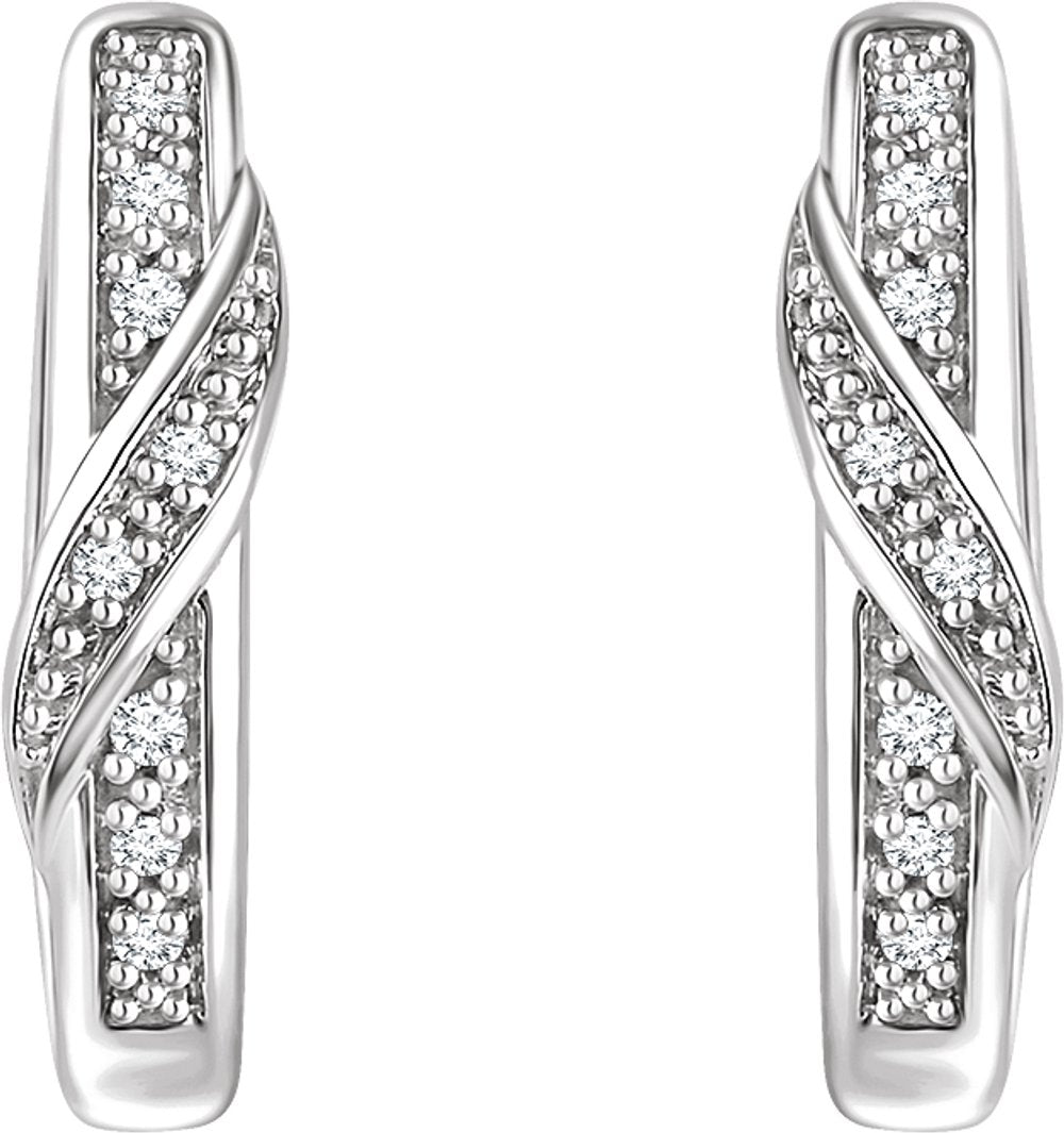 14K White .05 CTW Natural Diamond 14.8 mm Hoop Earrings