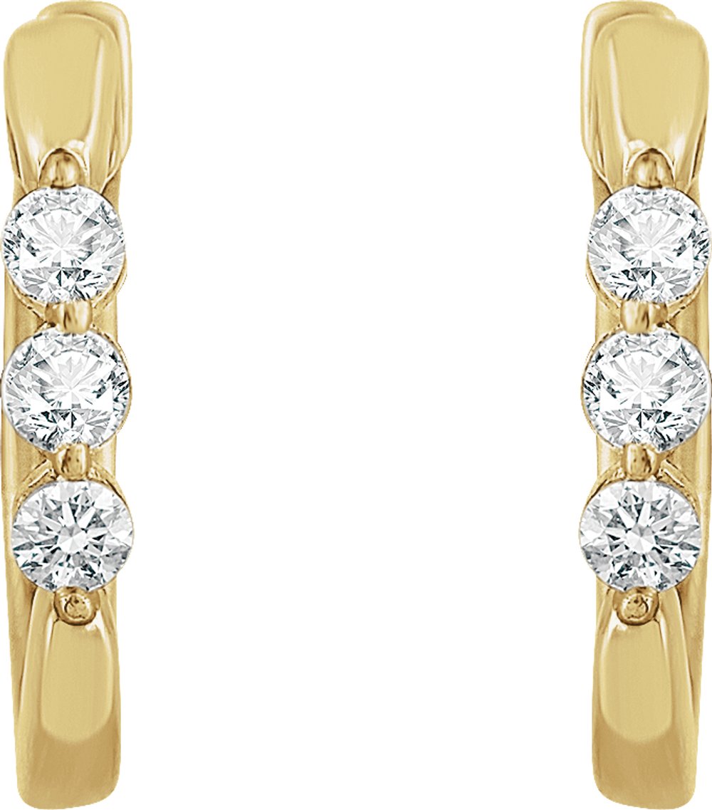 14K Yellow 1/4 CTW Natural Diamond 14 mm Hoop Earrings