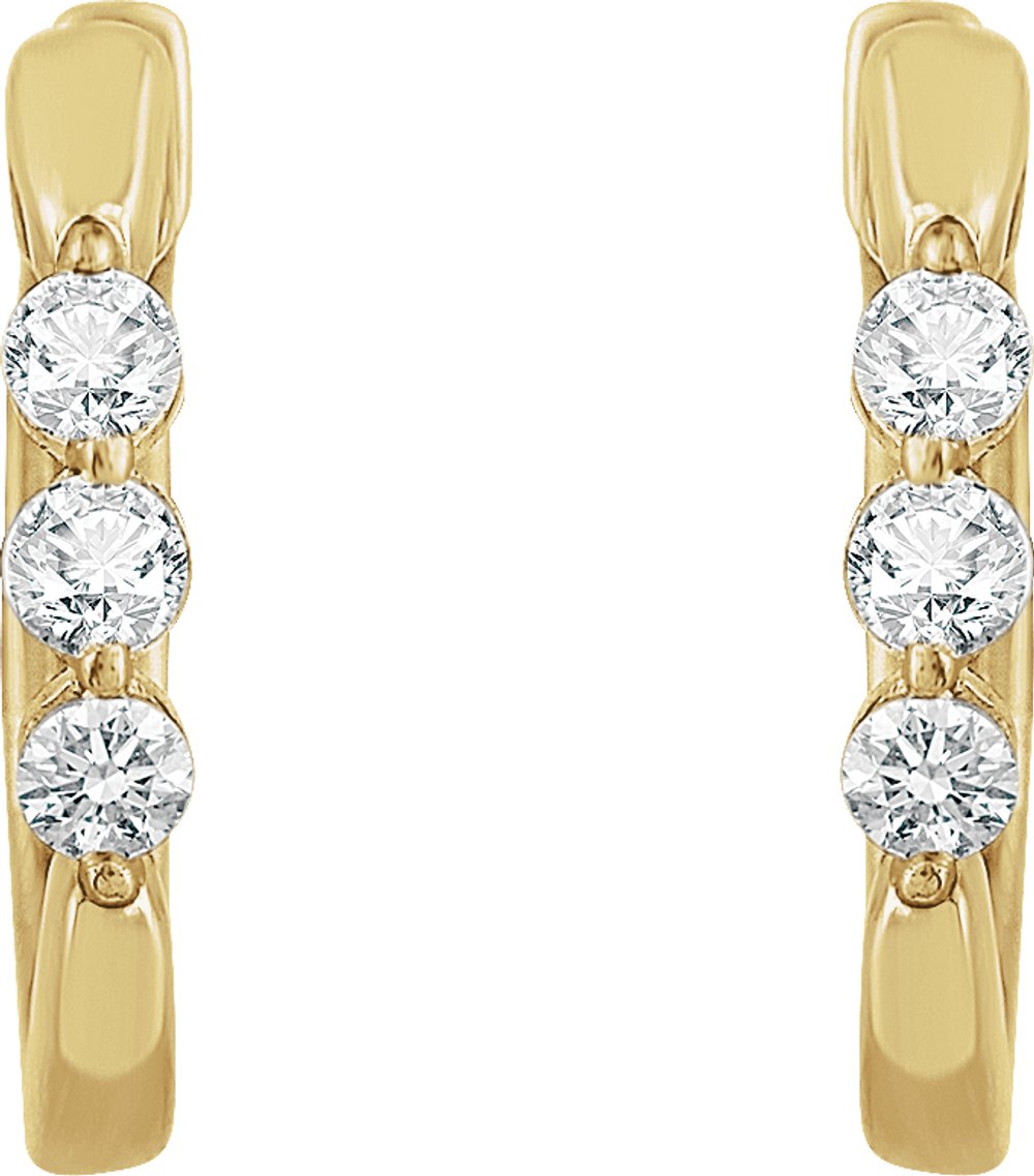 14K Yellow 1/4 CTW Natural Diamond 14 mm Hoop Earrings