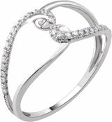 14K White Gold 1/8 CTW Natural Diamond Negative Space Ring 