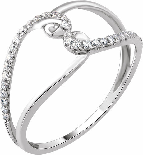 14K White Gold 1/8 CTW Natural Diamond Negative Space Ring 