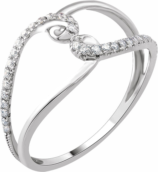 14K White Gold 1/8 CTW Natural Diamond Negative Space Ring 