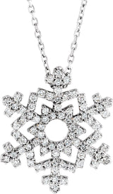 14K White 1/3 CTW Natural Diamond Snowflake 16" Necklace   