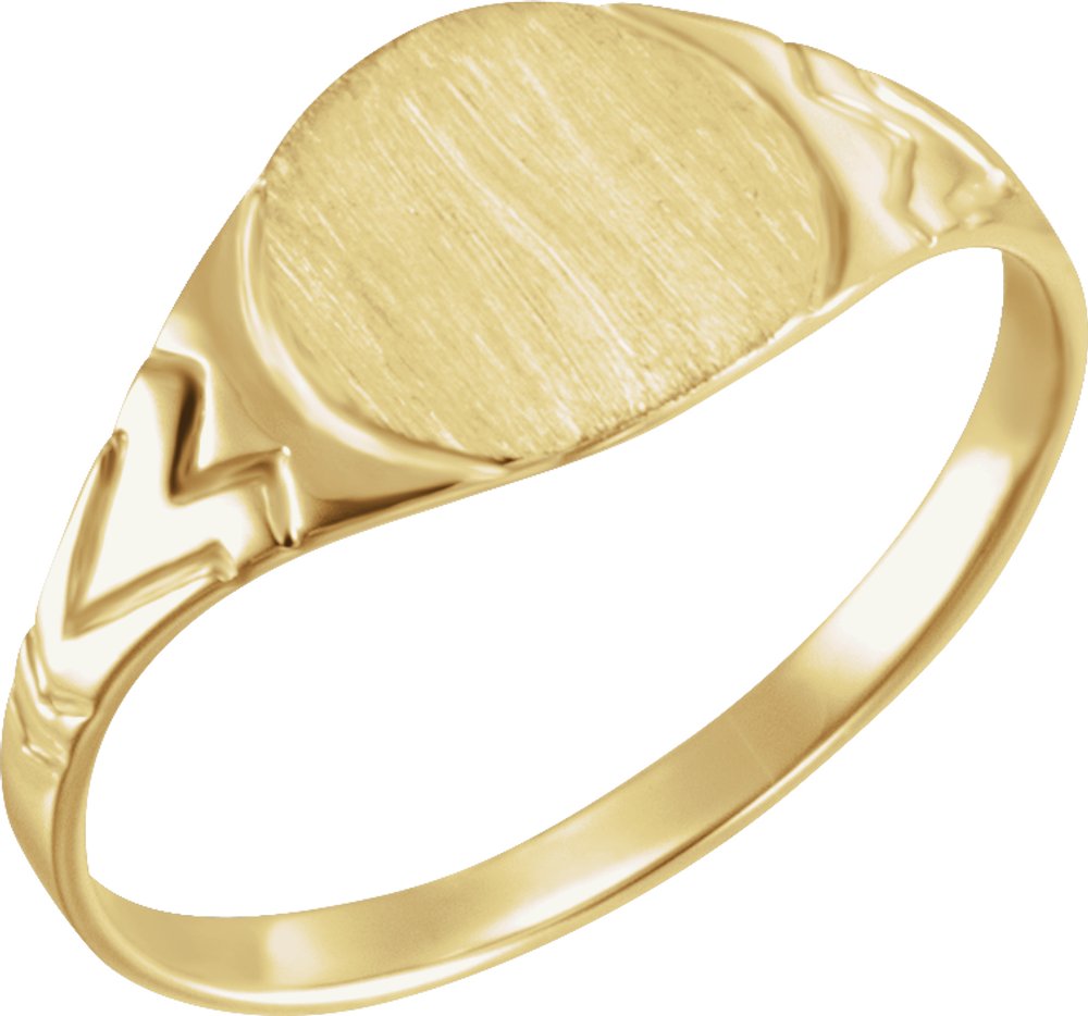 14K Yellow 6 mm Round Youth Signet Ring