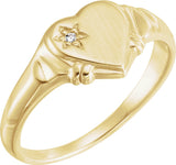 14K Yellow .01 CT Natural Diamond Heart Ring