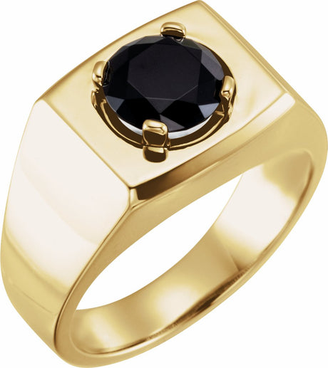 14K Yellow  Natural Black Onyx Ring