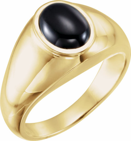 14K Yellow Natural Black Onyx Bezel-Set Ring